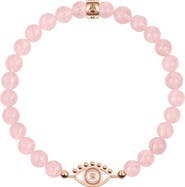 Karma and Luck Emotional Healing Rose Quartz Evil Eye Charm Bracelet
