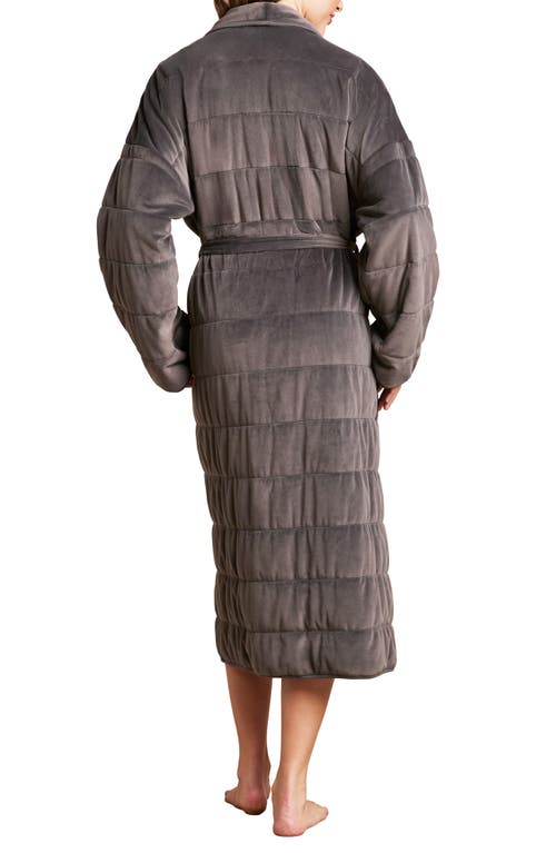 Barefoot Dreams Luxechic Quilted Shawl-collar Blanket Robe In Carbon
