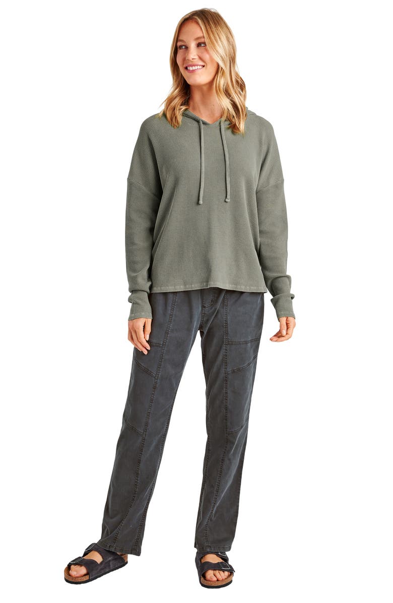 Splendid Jaime Thermal Hoodie, Alternate, color, Soft Vintage Olive Branch