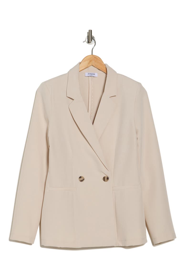 Solid Double Breasted Blazer, Alternate, color, LIGHT KHAKI