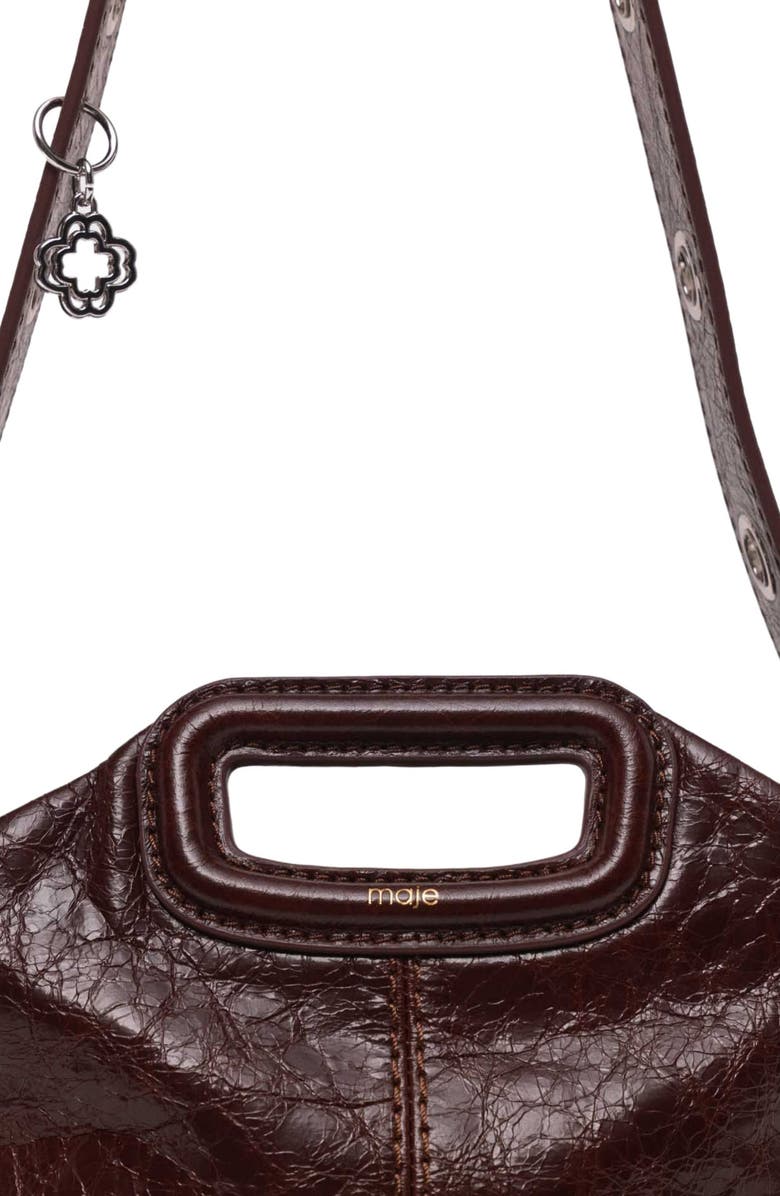 maje Crackled leather Miss M bag, Alternate, color, Dark Brown