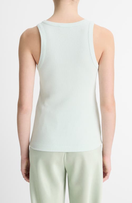 Vince Scoop Neck Rib Tank In Aqua Dew