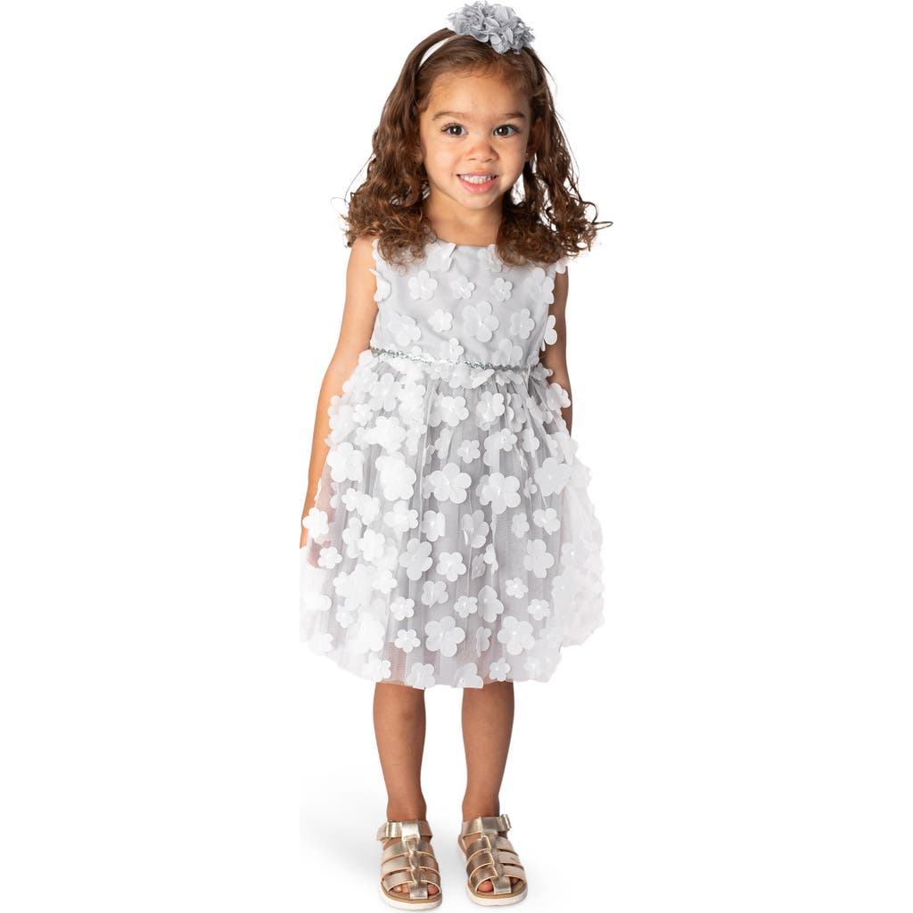 Popatu 3D Floral Tulle Dress in Grey  product