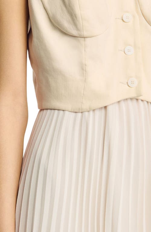 Sandro Pleated Maxi Dress In Ecru