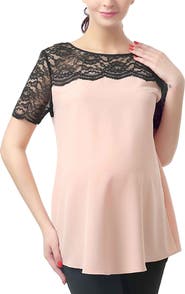 Kimi & Kai Paisley Lace Yoke Maternity Blouse