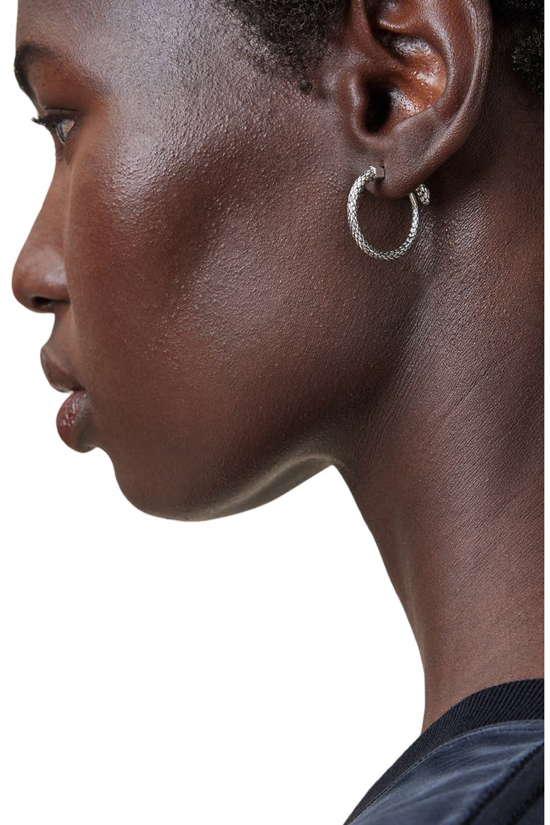 Serpent Hoop Earrings, Alternate, color, WARM SILVER
