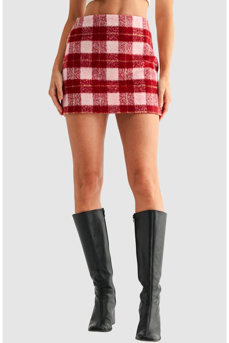 Plaid Miniskirt, Main, color, BURGUNDY PLAID