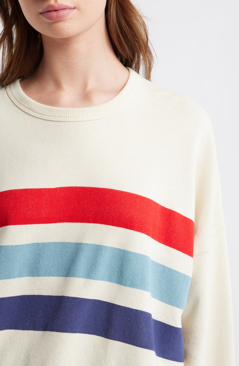 THE GREAT. The Teammate Stripe Sweatshirt, Alternate, color, Washed White