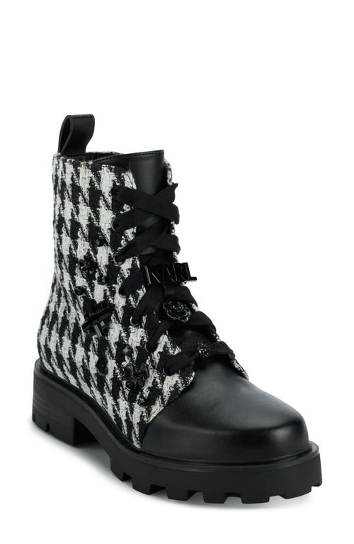 KARL LAGERFELD PARIS Makenzie Combat Boot in Black/White 