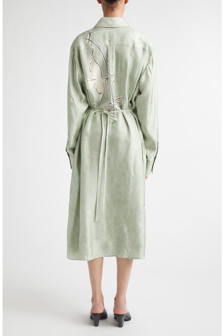Floyd Long Sleeve Silk Shirtdress, Alternate, color, 379398 DESERT SAGE BIRD