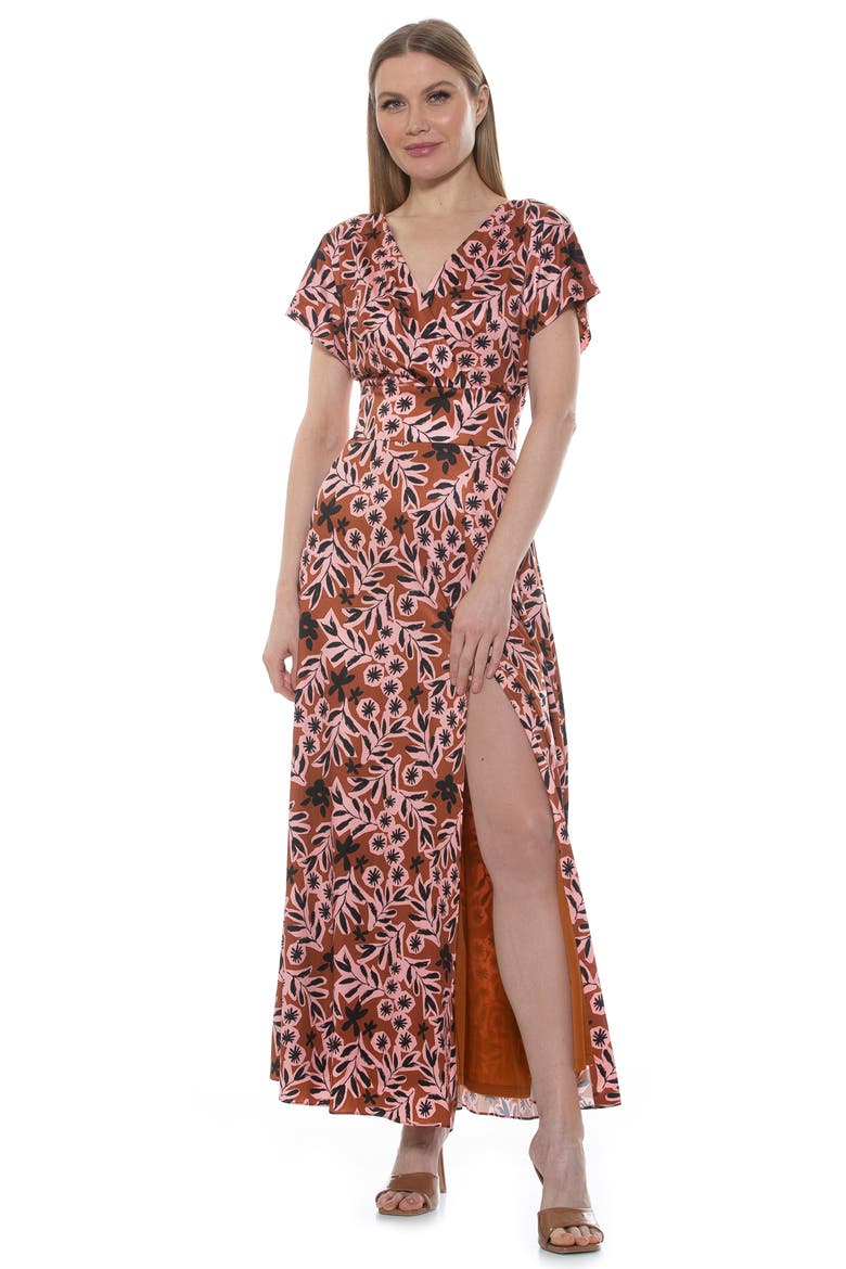 Brielle Maxi Dress, Alternate, color, BROWN MULTI