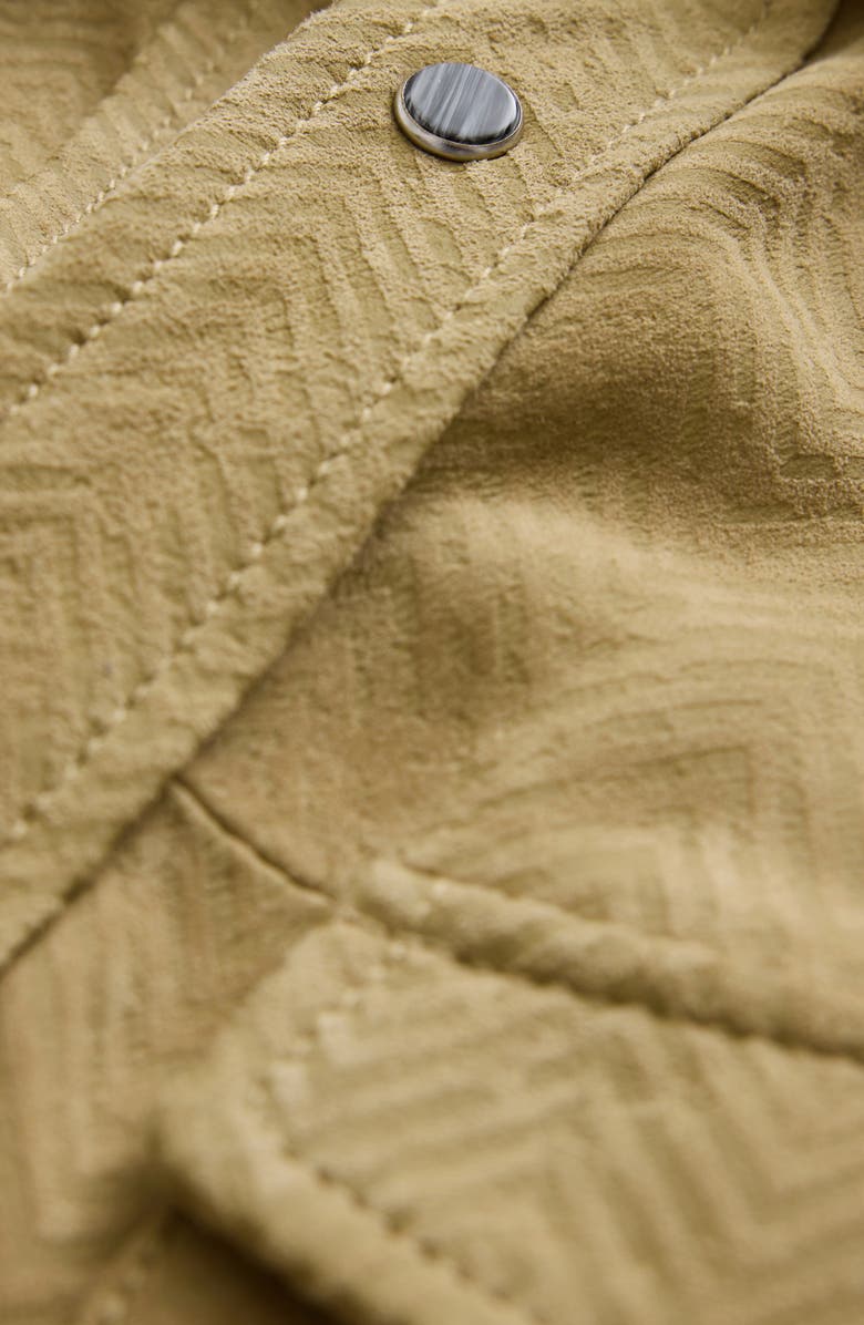 John Varvatos Jonah Herringbone Pattern Leather Overshirt, Alternate, color, Dark Tan