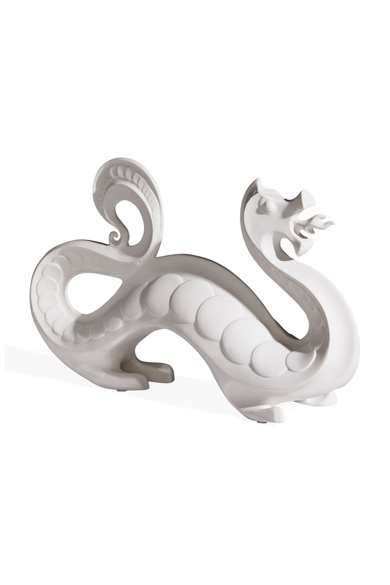 Dragon Objet Ceramic Sculpture, Alternate, color, White