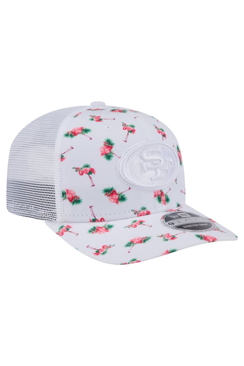 Men's New Era White San Francisco 49ers Adventure Flamingo Pattern 9SEVENTY Stretch-Snap Hat, Alternate, color, White