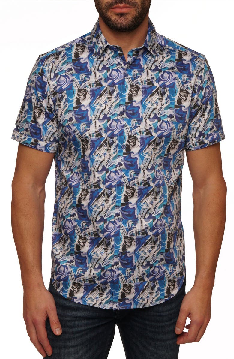 Robert Graham Flynn Short Sleeve Cotton Button-Up Shirt, Main, color,