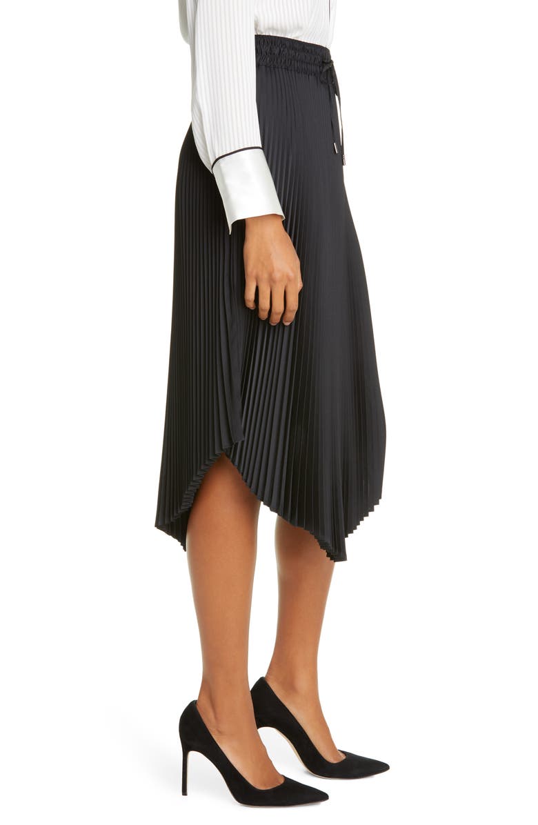 Club Monaco Pleated Scoop Hem Midi Skirt, Alternate, color, 
