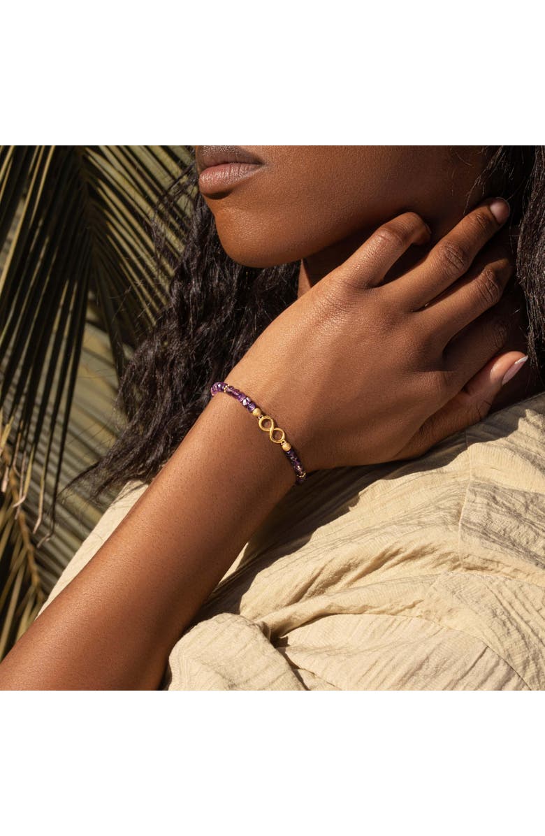 Karma and Luck Eternal Bliss - Amethyst Infinity Charm Bracelet, Alternate, color, Purple/Gold