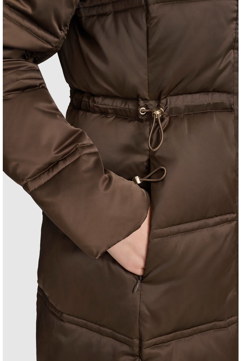 Emery Faux Fur Trim Down, Feather & Synthetic Fill Puffer Coat, Alternate, color, CHOCOLATE