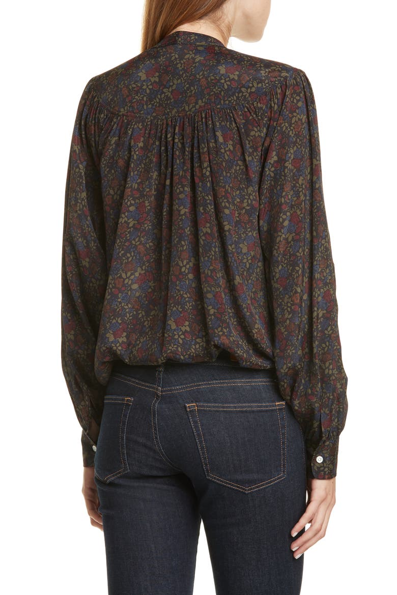 Floral Print Tie Neck Shirt, Alternate, color, MULTI