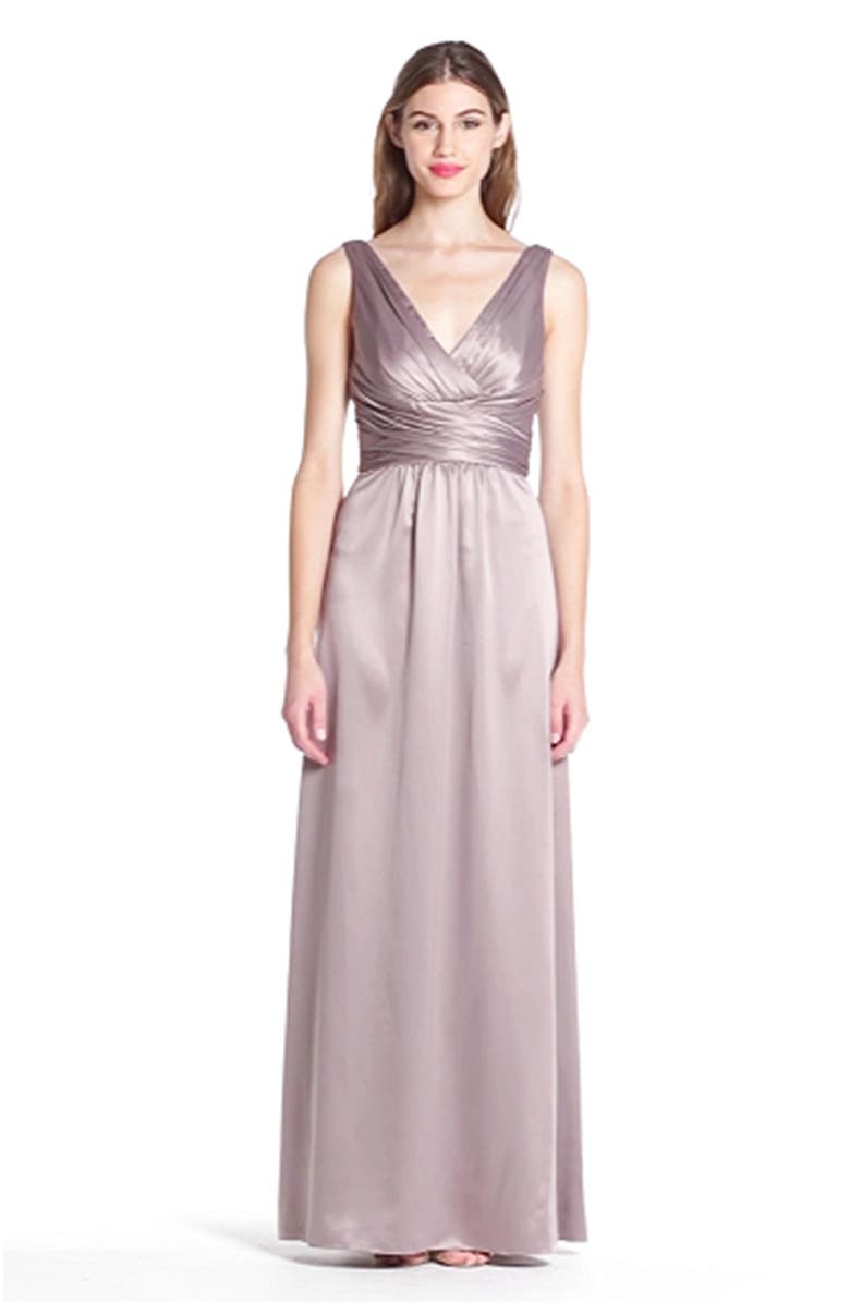 Amsale Long Charmeuse Dress, Alternate, color, 