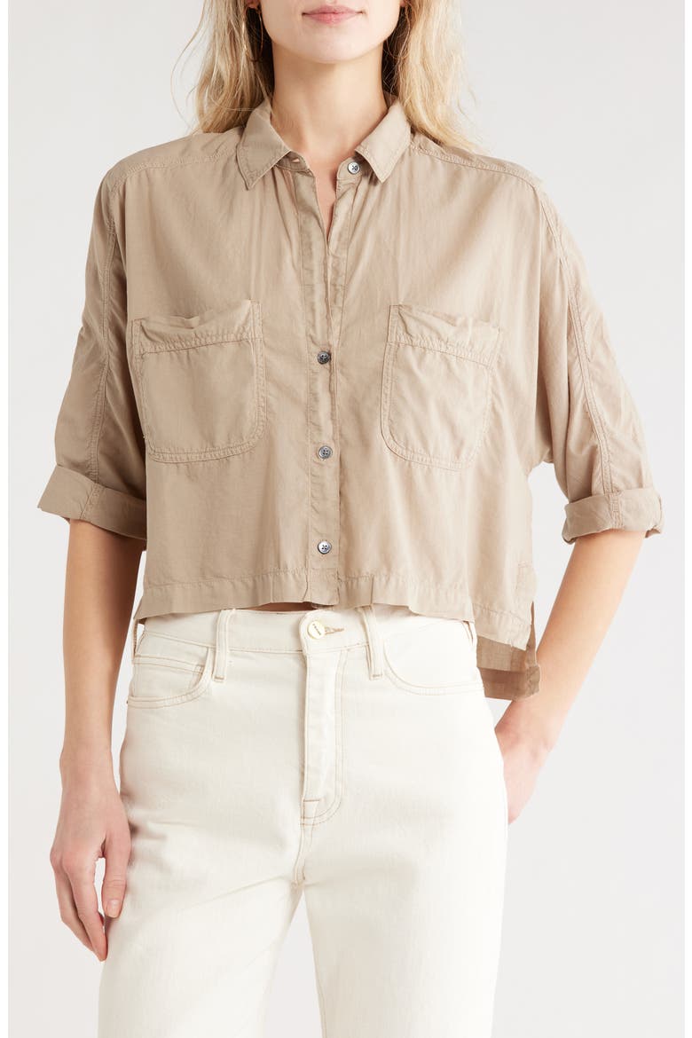 Lawn Cotton Crop Shirt, Main, color, OVERCAST