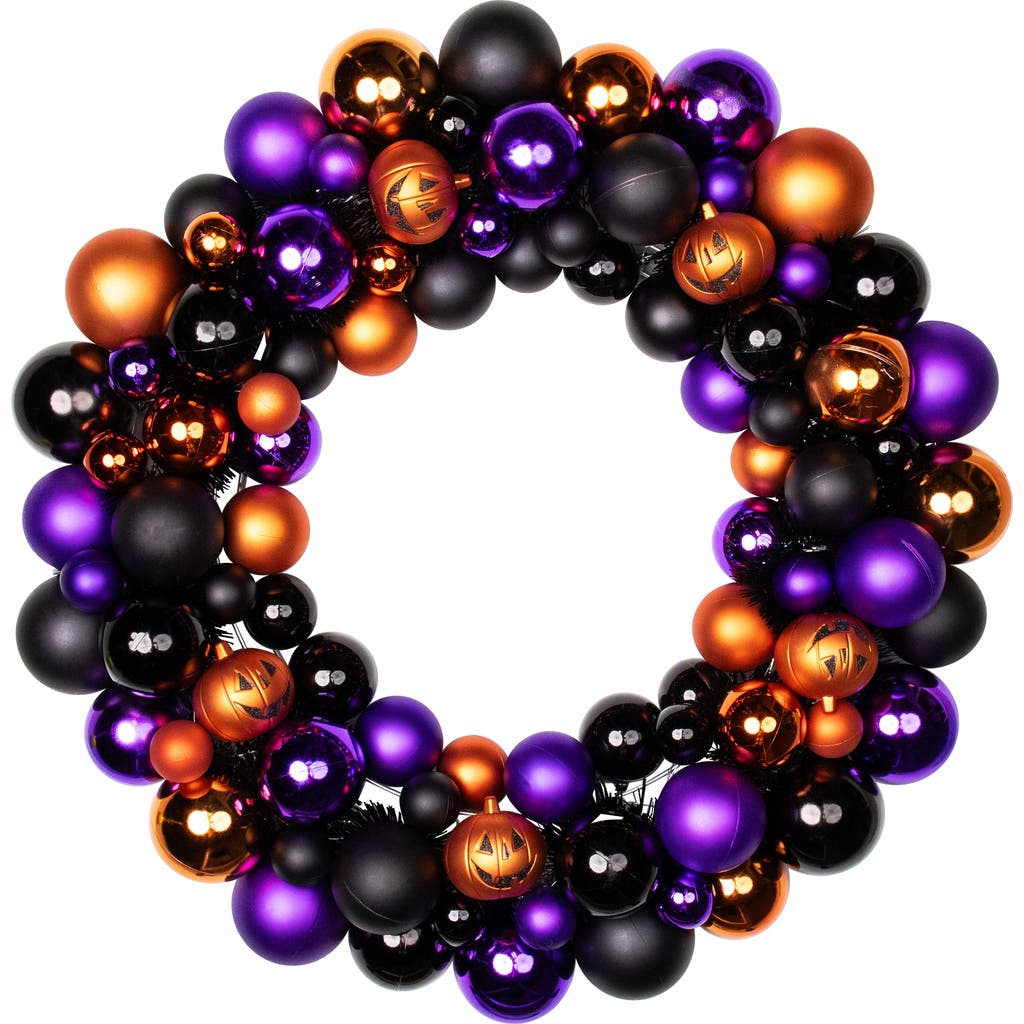 Northlight Jack-o-lanterns Shatterproof Ball Ornament Halloween Wreath In Multi