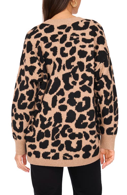 Vince Camuto Leopard Jacquard Cardigan In Brown