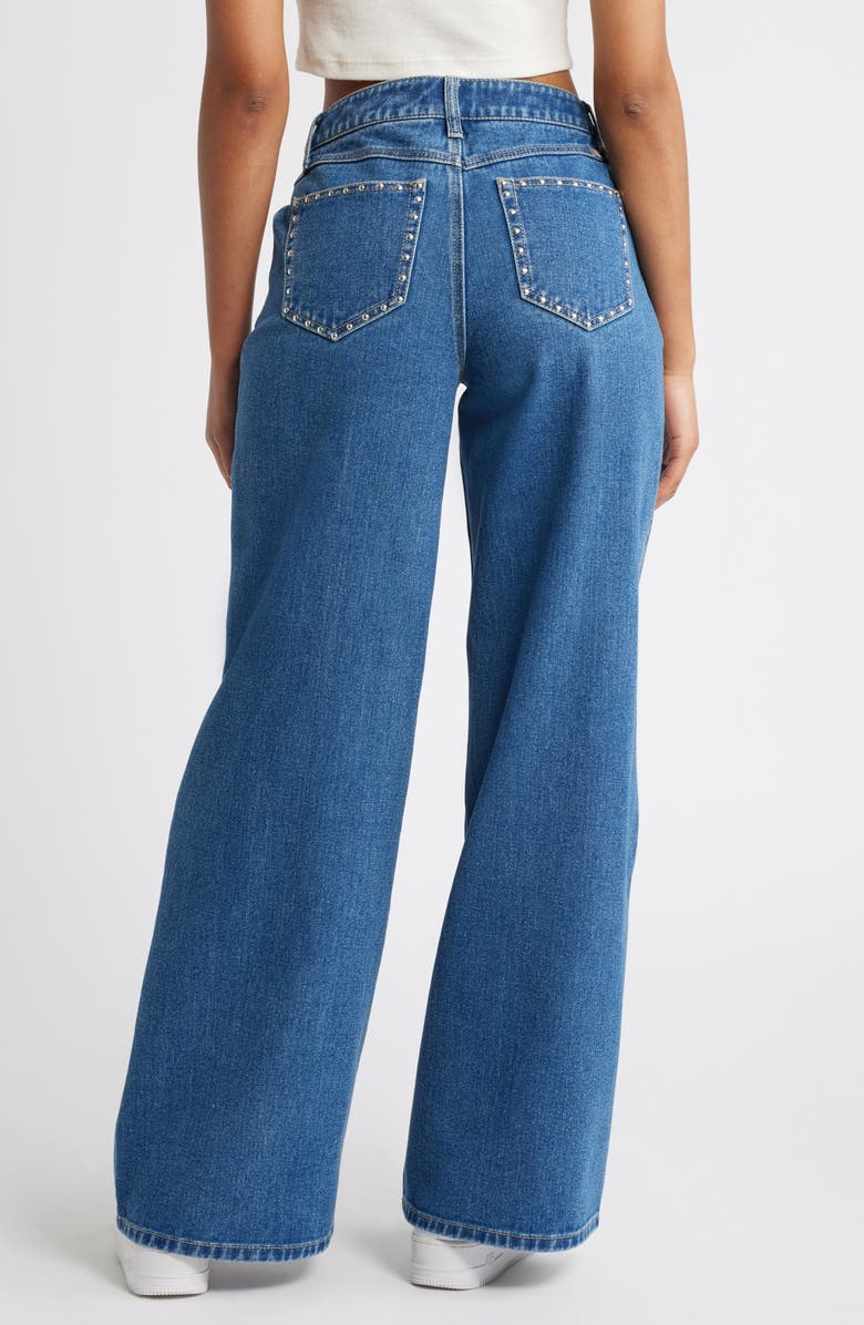 1822 Denim Studded High Waist Wide Leg Jeans, Alternate, color,