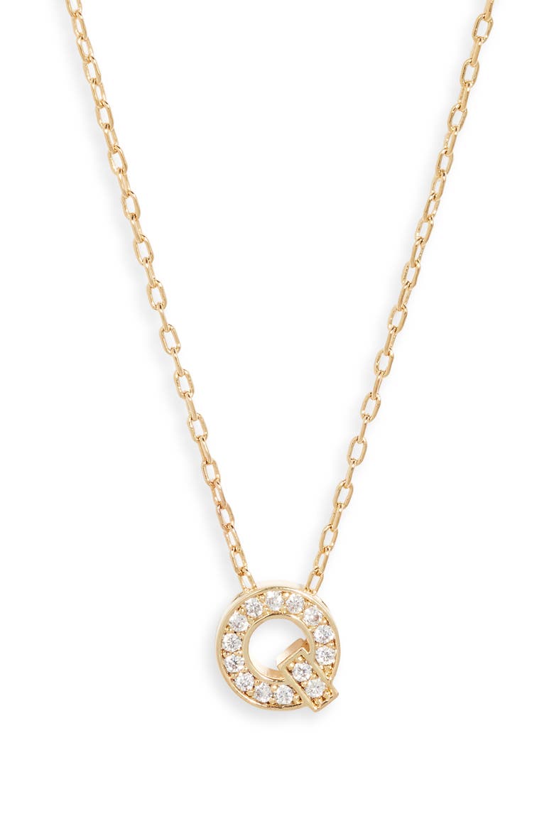 Pavé Cubic Zirconia Initial Necklace, Main, color, Q- CLEAR- GOLD