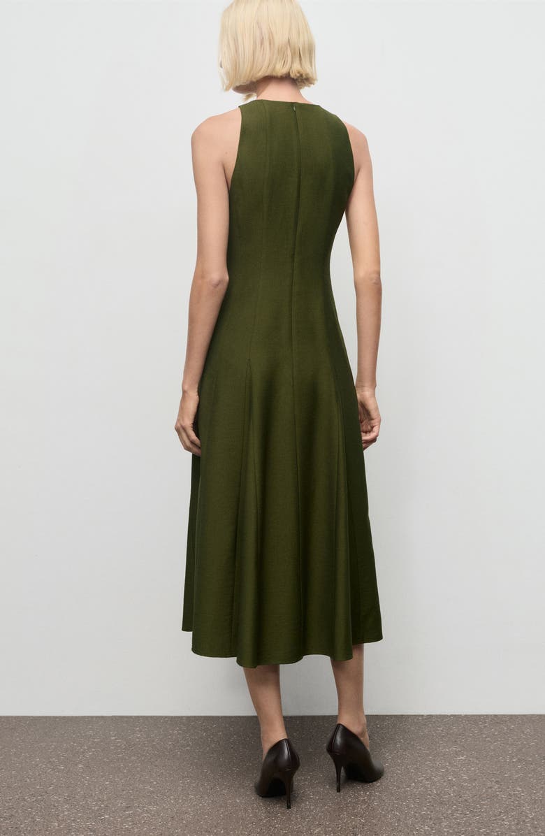MANGO Sleeveless Flared Maxi Dress, Alternate, color, Khaki Green
