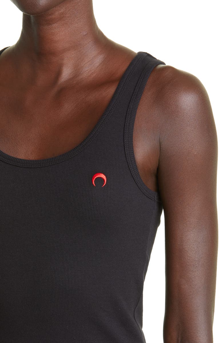 Marine Serre Embroidered Moon Organic Cotton Rib Tank Top, Alternate, color, 