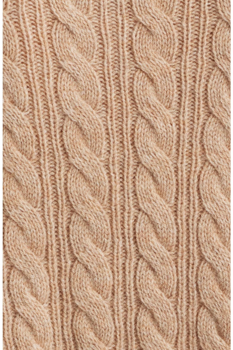 Eugenie Cable Knit Cashmere & Wool Cardigan, Alternate, color, CAMEL MELANGE