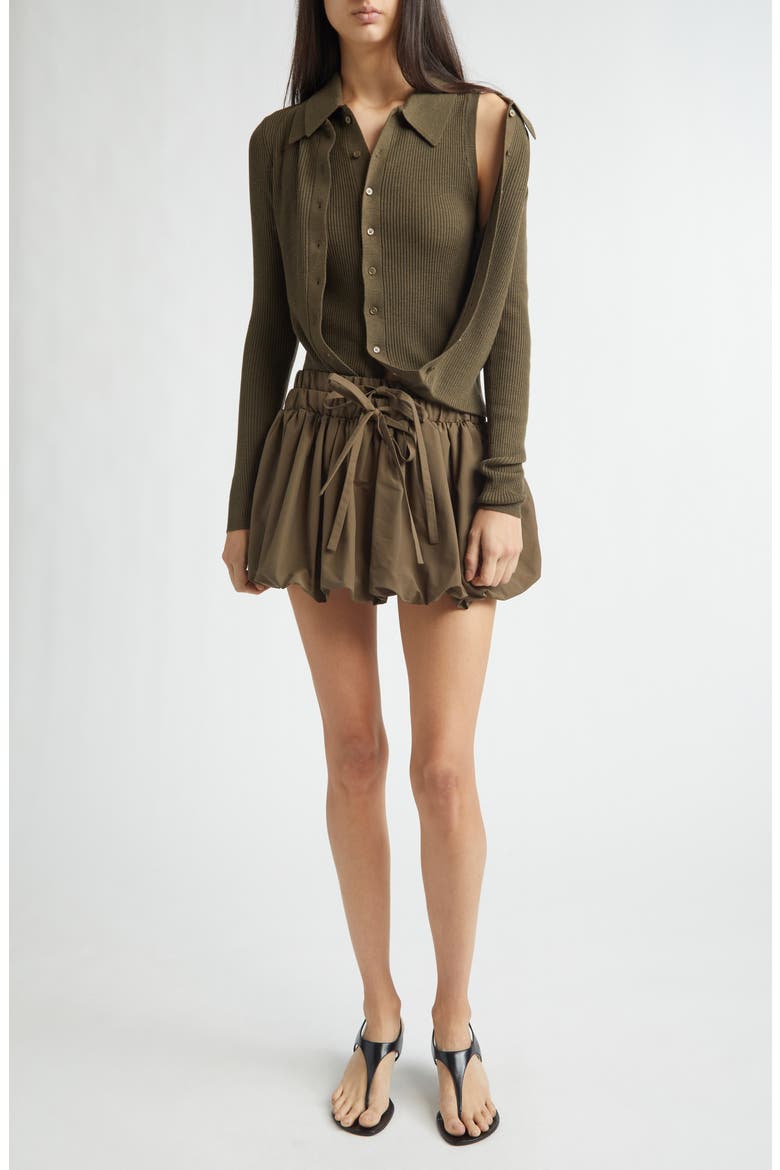 Fold-Up Slim Merino Wool Rib Cardigan, Alternate, color, TEAK