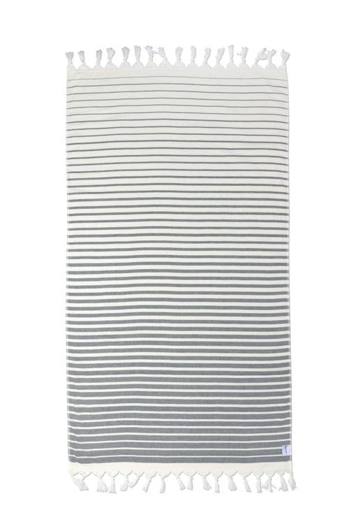 Infusezen Gradient Striped Organic Turkish Towel With Soft Terry Cloth Back In Gray