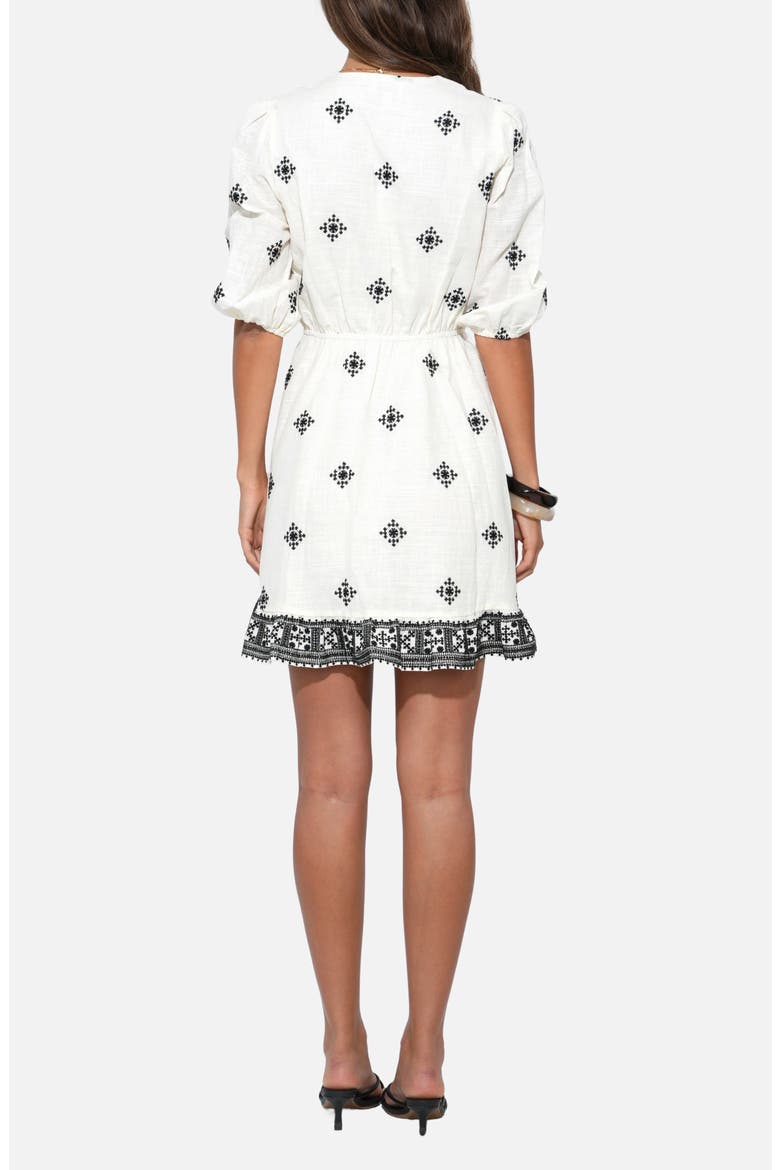 Soraya Embroidered Cotton Minidress, Alternate, color, IVORY/ BLACK