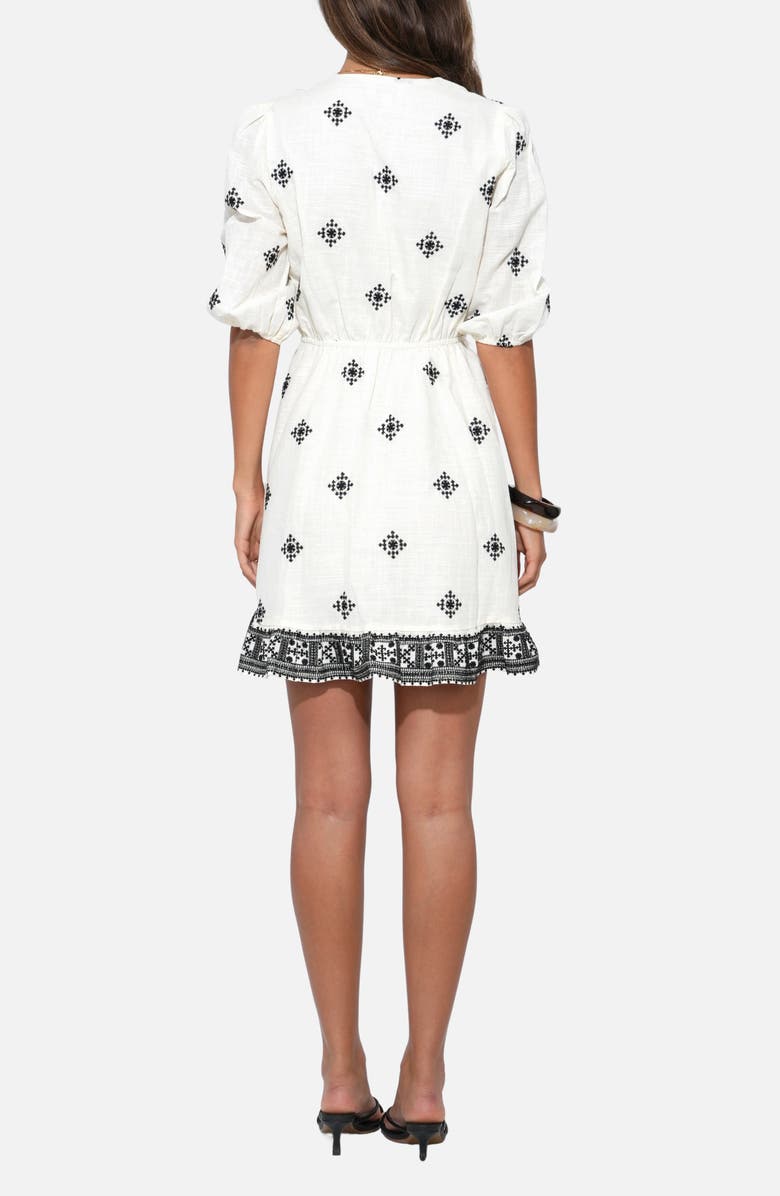 Adelyn Rae Soraya Embroidered Cotton Minidress, Alternate, color, Ivory/ Black