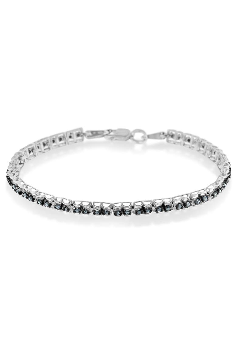 Black Rhodium over Silver 1.0 Cttw Rose Cut Diamond Double-Link Tennis Bracelet, Alternate, color, White
