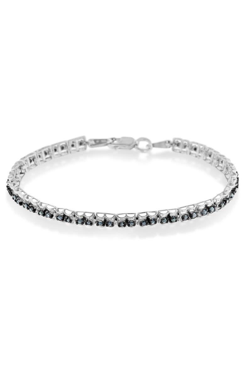 Haus of Brilliance Black Rhodium over Silver 1.0 Cttw Rose Cut Diamond Double-Link Tennis Bracelet, Alternate, color, White