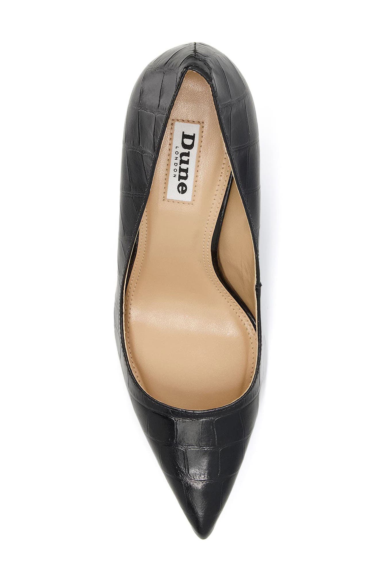 Dune London Bold Croc Embossed Pointed Toe Pump, Alternate, color, Black