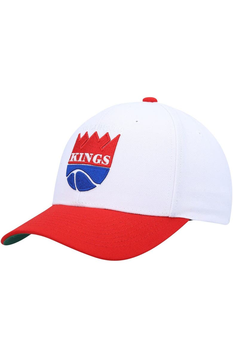 Mitchell & Ness Men's Mitchell & Ness White/Red Sacramento Kings Hardwood Classics Core 2-Tone 2.0 Pro Snapback Hat, Main, color, 