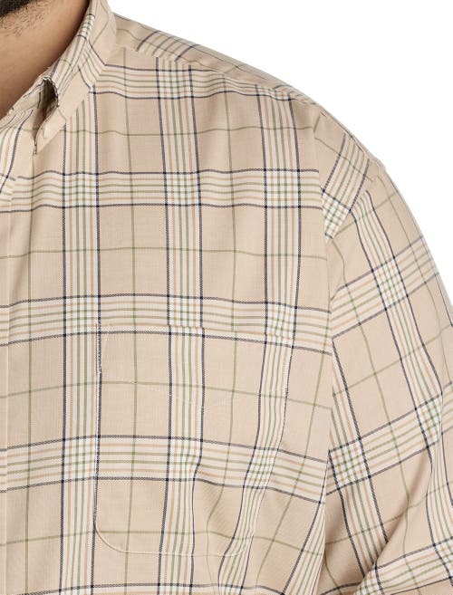 Oak Hill By Dxl Big & Tall Large Plaid Sport Shirt In Tan