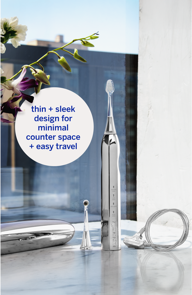 Supersmile Zina45 Sonic Pulse Toothbrush + travel case, Alternate, color, Chromse Silver