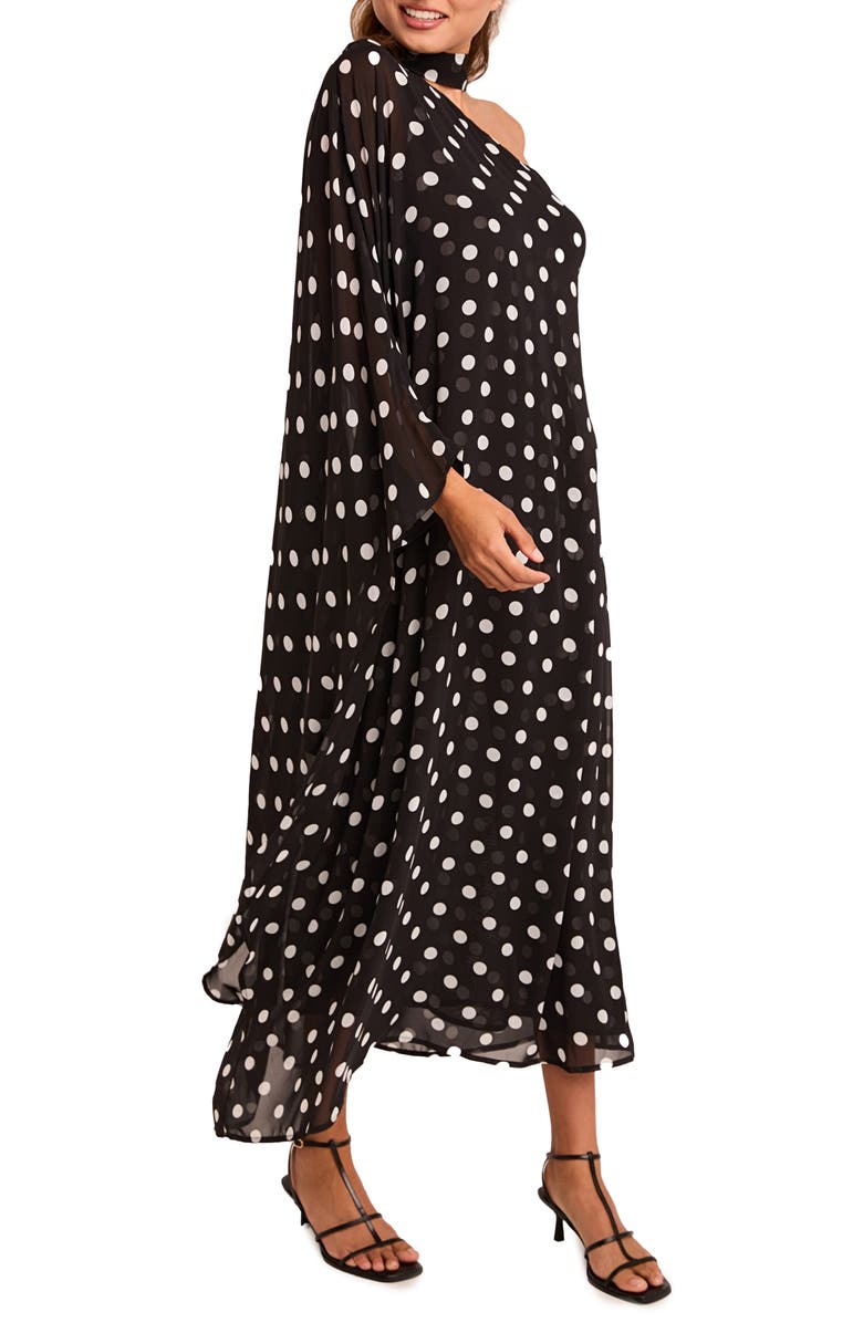 Endless Rose Sash Polka Dot One-Shoulder Maxi Dress, Alternate, color, 