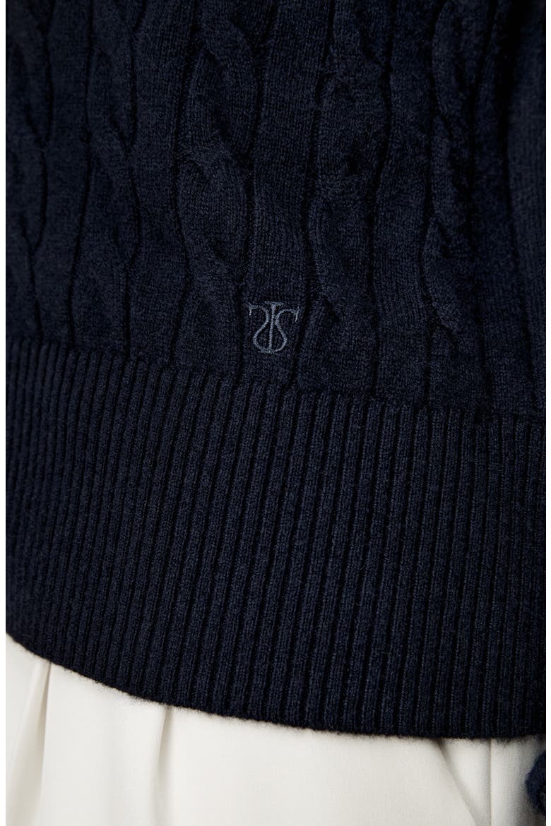 Women's Baby Cashmere Cable-Knit Cardigan, Alternate, color, Navy Blue