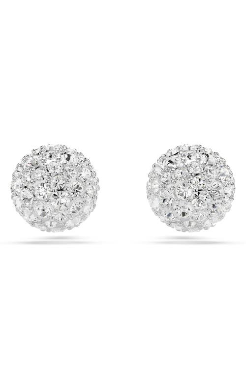 Swarovski Dextera Pierced Earrings Sphere Rhodium Shiny Crystal In Metallic