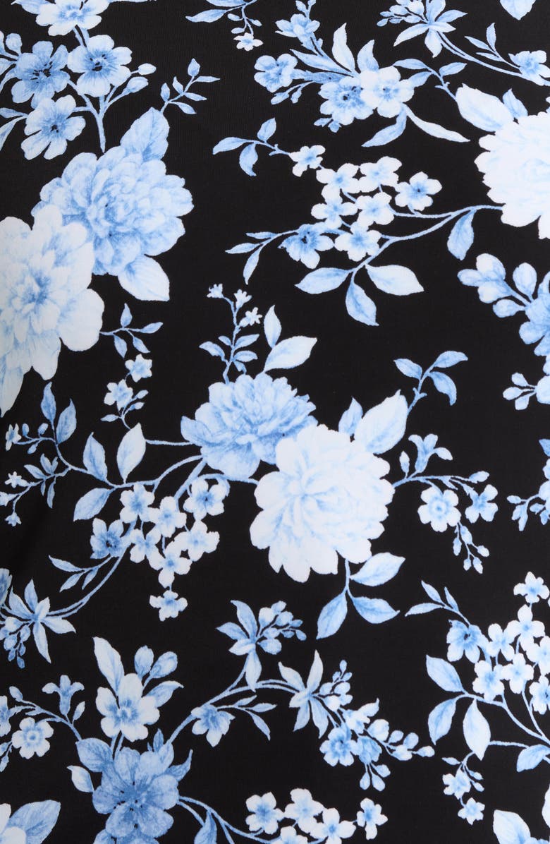 Anne Klein Floral Print Border Top, Alternate, color, Anne Black Multi