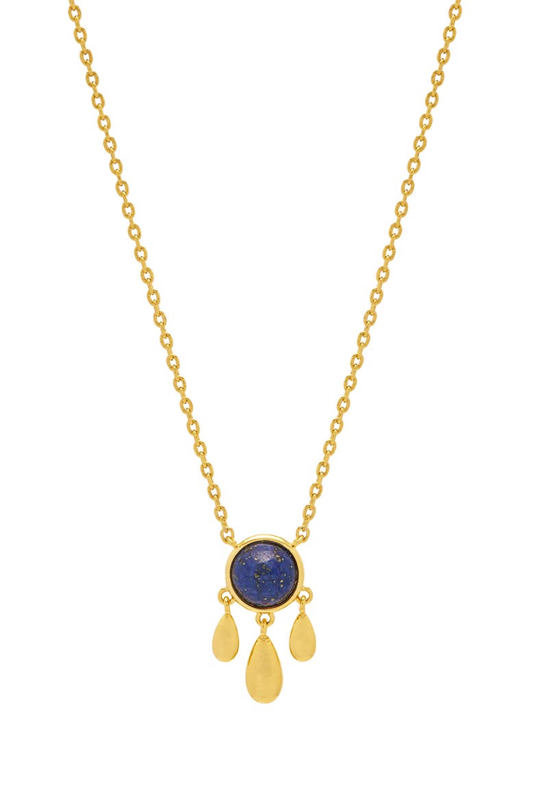 Semiprecious Stone & Droplet Pendant Necklace, Main, color, BLUE AND GOLD