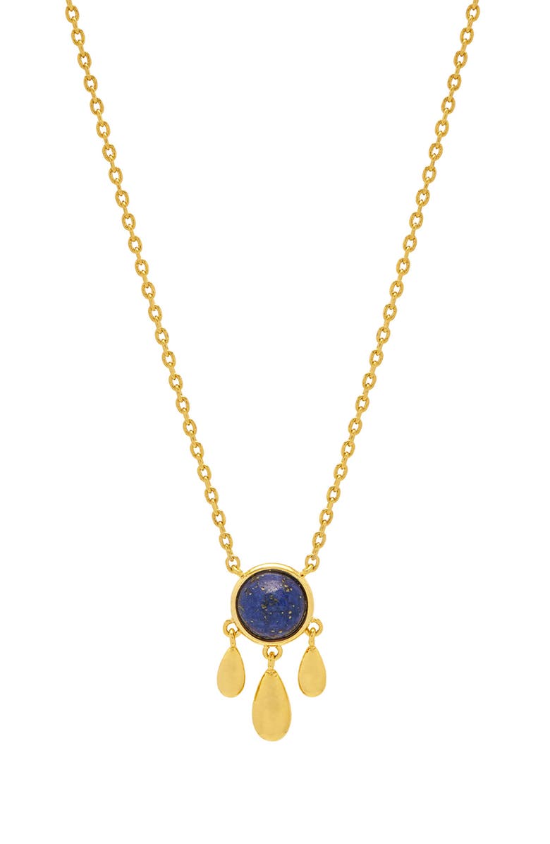 Estella Bartlett Semiprecious Stone & Droplet Pendant Necklace, Main, color, Blue And Gold