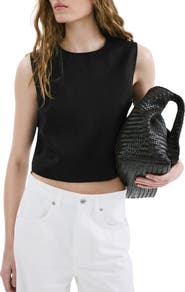 MANGO Linen Crop Top