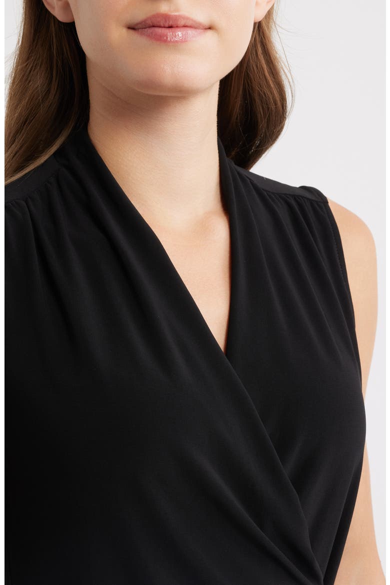 Ruched Faux Wrap Top, Alternate, color, ANNE BLACK